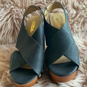 Black platform wedges